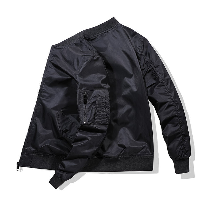 Men's bomber jacket in aviator utility style with arm pocket and reinforced ribbed cuffs Mune Fashion