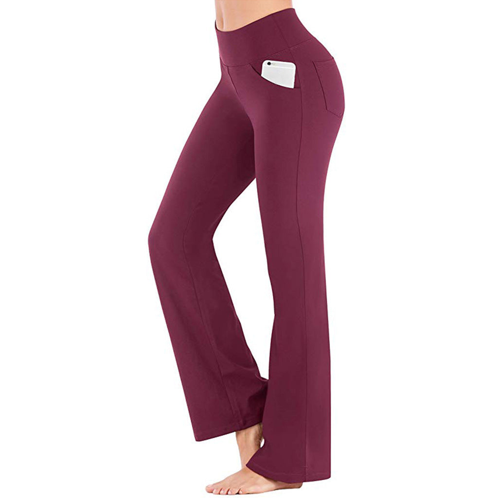 Women’s flared high-waist yoga pants with side mobile pocket and shaping comfort waistband Mune Fashion