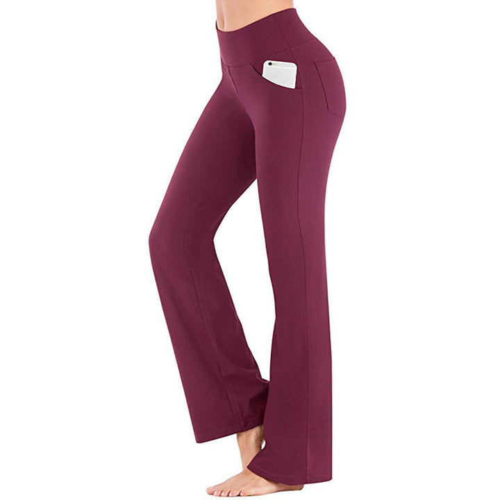 Women’s flared high-waist yoga pants with side mobile pocket and shaping comfort waistband Mune Fashion