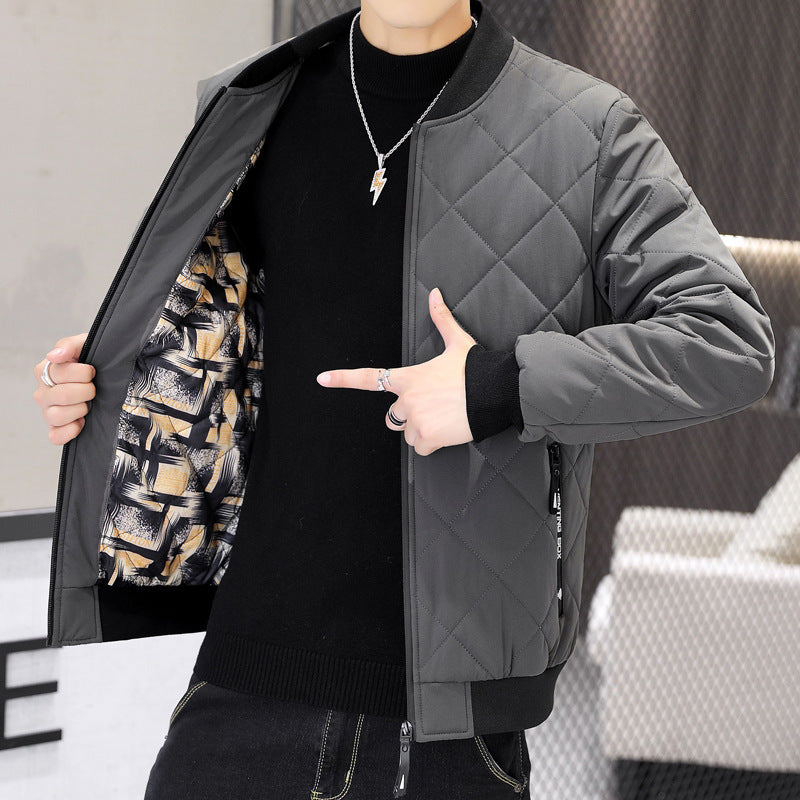 Men's quilted transitional jacket with diamond stitching, stand-up collar, and ribbed cuffs Mune Fashion