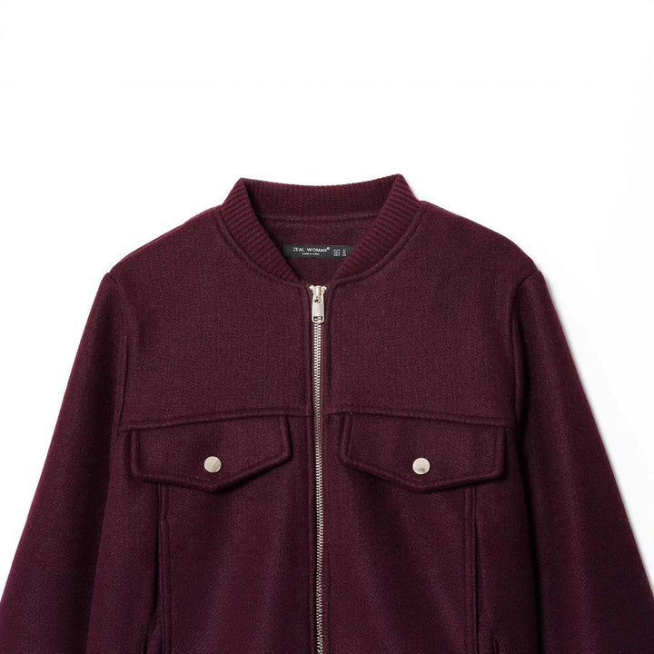 Women's short-cut wool bomber jacket with flap pockets Mune Fashion