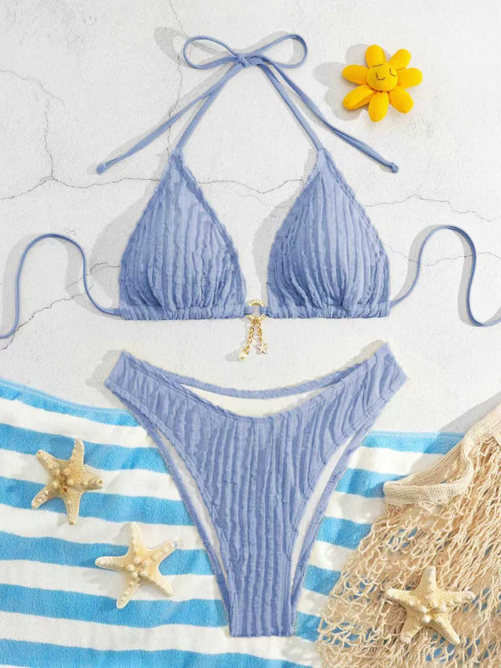 Women Triangle Bikini with Ribbed Design Mune Fashion