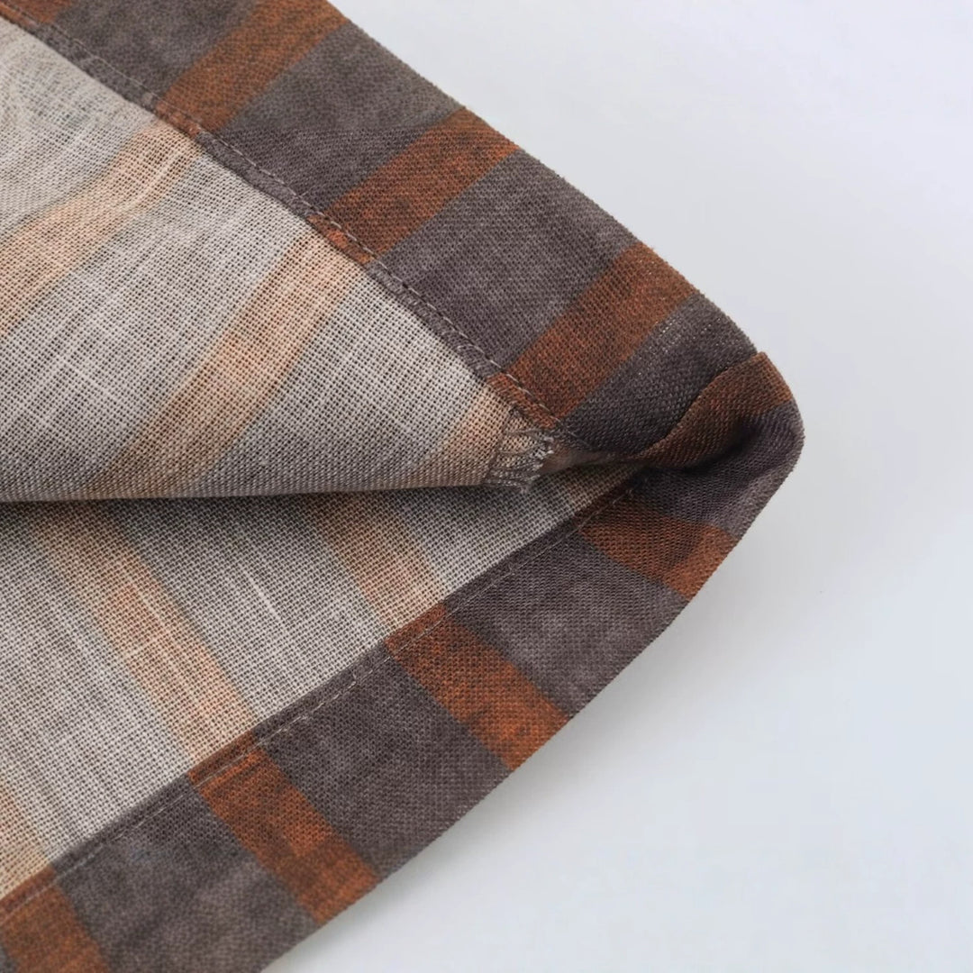 Women's Striped Linen Kimono with Ties Mune Fashion