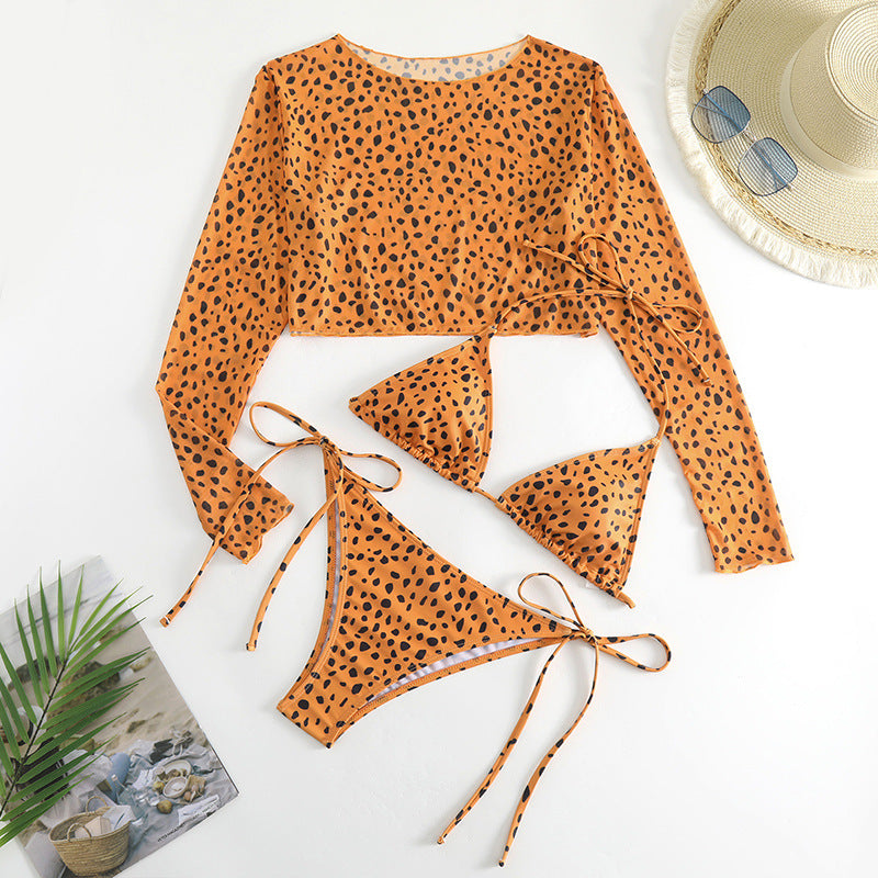 Women's bikini set with long-sleeved mesh top and fashionable details Mune Fashion