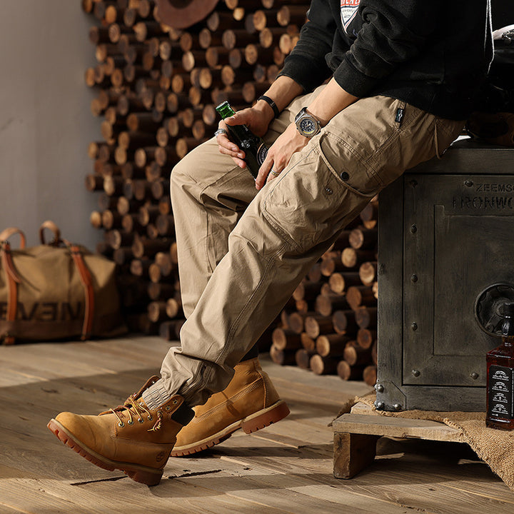 Herren Cargohose im Joggerstil mit elastischem Komfortbund, Multifunktionalen Klapp‑Utility‑Taschen und Knöchelreißverschluss Mune Fashion