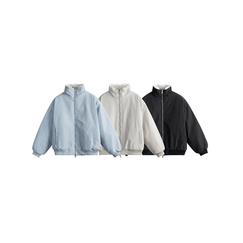 Women's Short Boxy Quilted Jacket with High Shawl Collar, Teddy Collar and Elastic Ribbed Cuffs Mune Fashion
