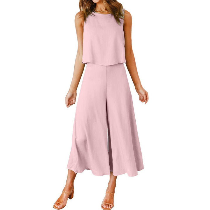 Women Airy Jumpsuit with Flowing Leg and Sleeveless Design Mune Fashion