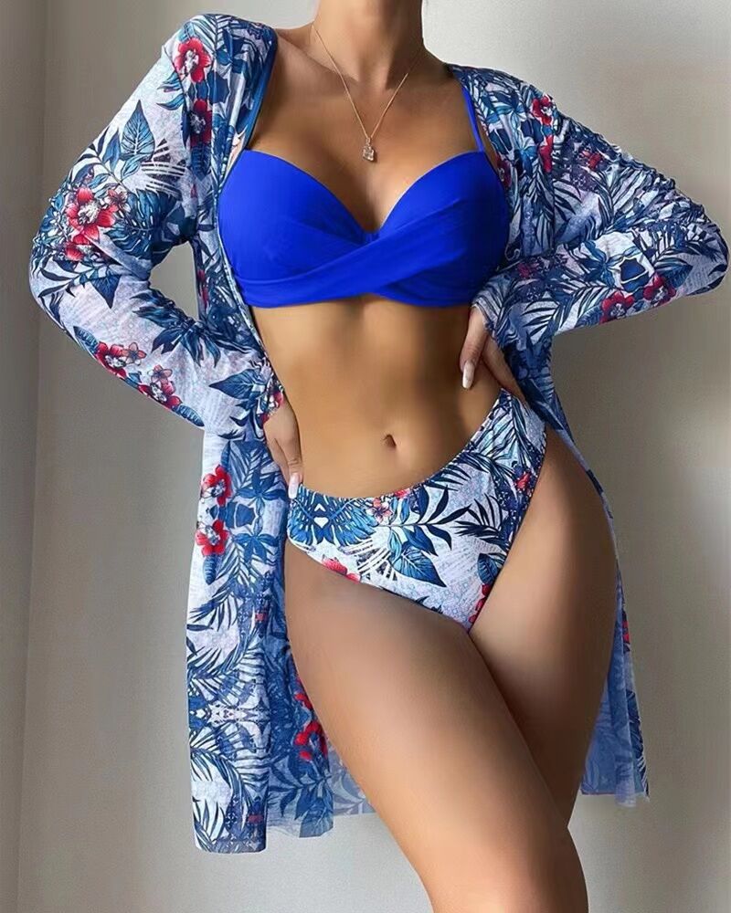 Women's Bikini Set with Floral Cover-Up Mune Fashion