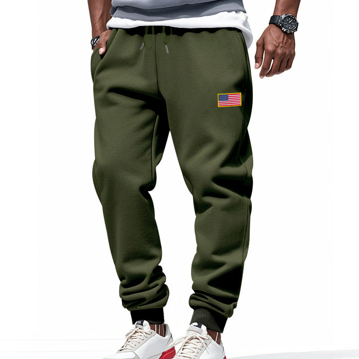 Men's slim-fit sweatpants with tapered leg, elastic drawstring waistband, and discreet flag application Mune Fashion