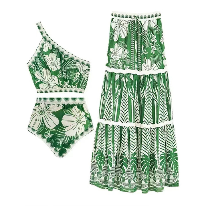Women's bikini set with asymmetrical top and floral details Mune Fashion