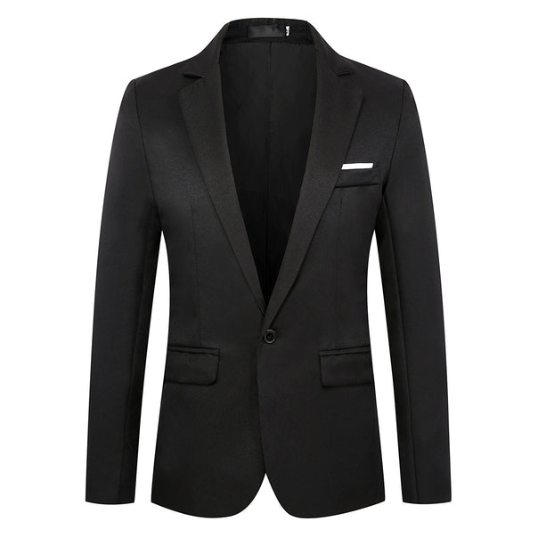 Men's fitted satin blazer with slim silhouette, notch lapel and decorative chest piping Mune Fashion