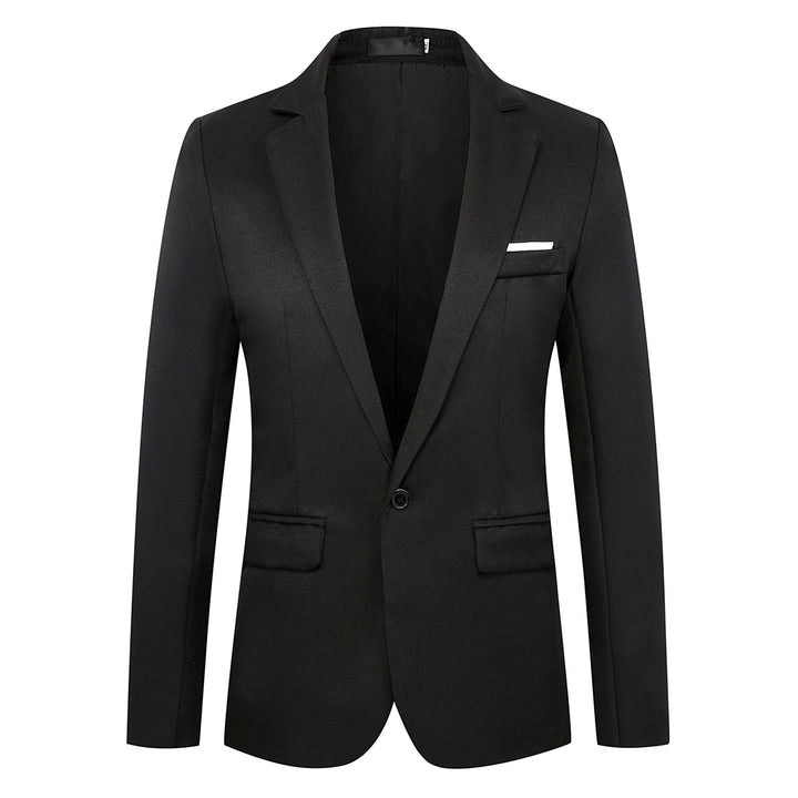 Men's fitted satin blazer with slim silhouette, notch lapel and decorative chest piping Mune Fashion