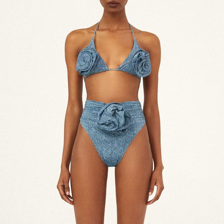 Women's bikini set with elegant ruffles and stylish overlay Mune Fashion