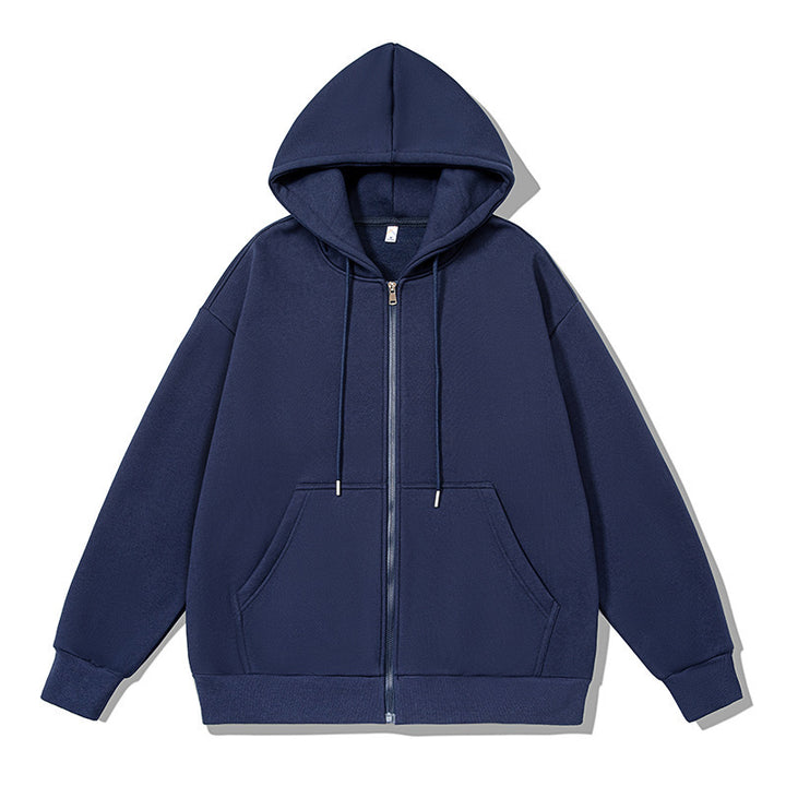Unisex oversized hoodie jacket with a wide shoulder cut, full-length zipper, and French-Terry Mune Fashion