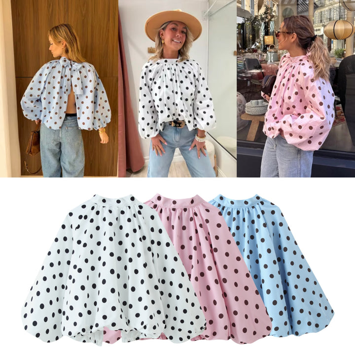 Women Wide Polka Dot Cape in A-Line Cut Made of Lightweight Rain Material Mune Fashion