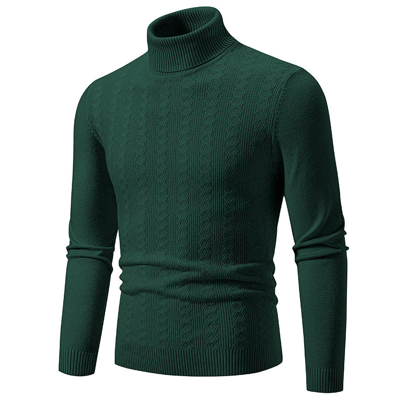 Men's fine turtleneck sweater made of fine knit with cable pattern and narrow silhouette Mune Fashion