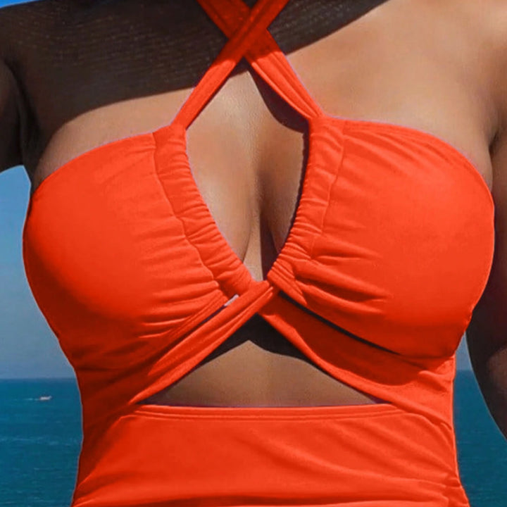 Women's One-Piece Swimsuit with Stylish Cross Design Mune Fashion