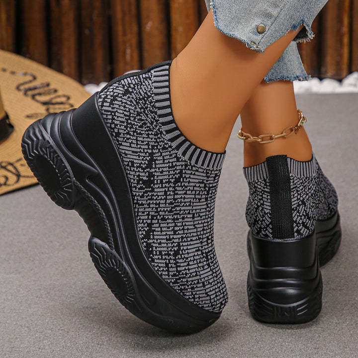 Women's Knit Sock Sneaker with High Platform and Non-Slip Profile Sole Mune Fashion