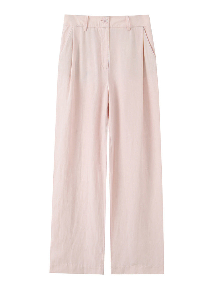 Women High-waisted wide summer pants with crease and side pockets Mune Fashion
