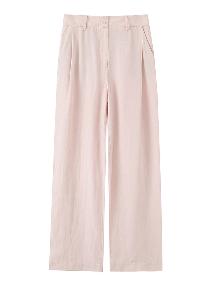 Women High-waisted wide summer pants with crease and side pockets Mune Fashion