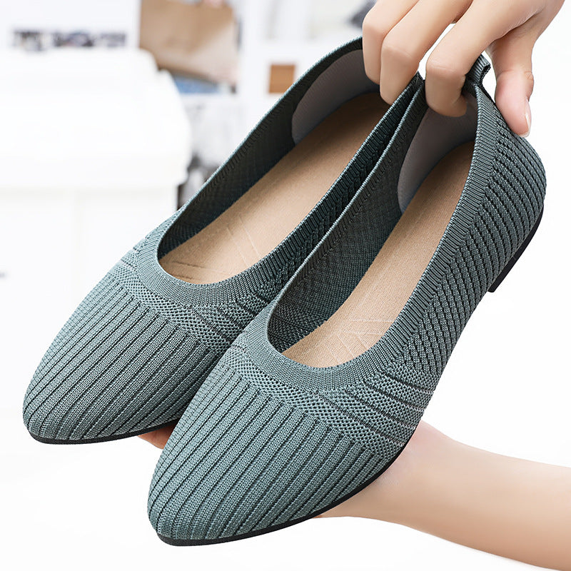 Women's knitted ballerina slip-on with sock-like shaft, memory comfort insole, and flexible non-slip outsole Mune Fashion