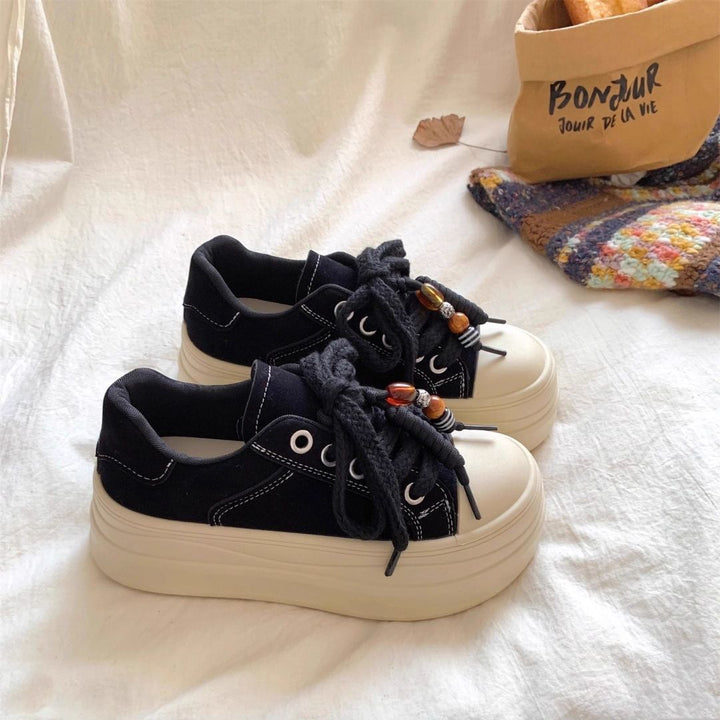 Women Chunky Platform Sneakers with Decorative Lacing Details Mune Fashion