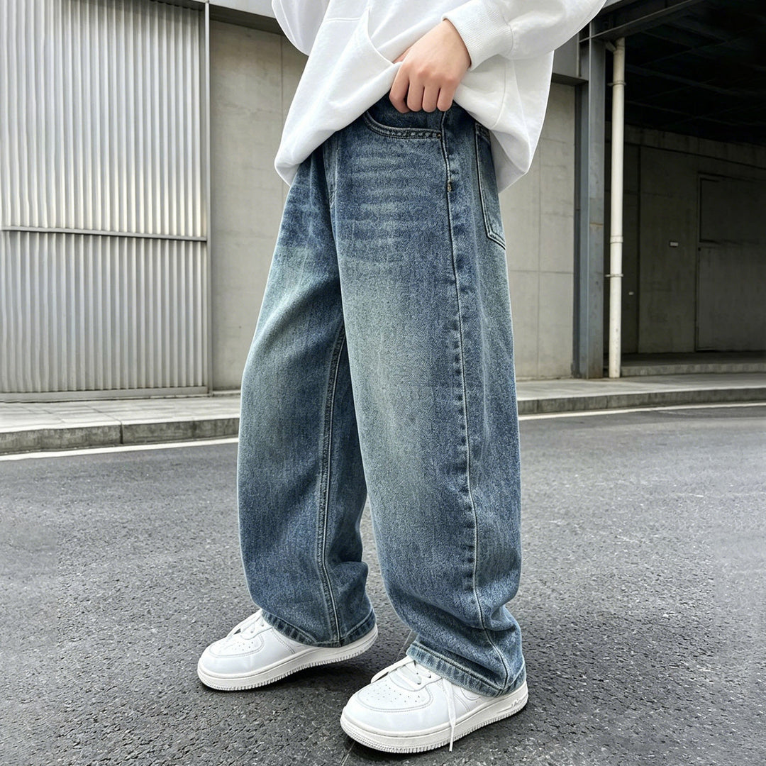 Women wide jeans pants with elastic waistband and trendy cut Mune Fashion