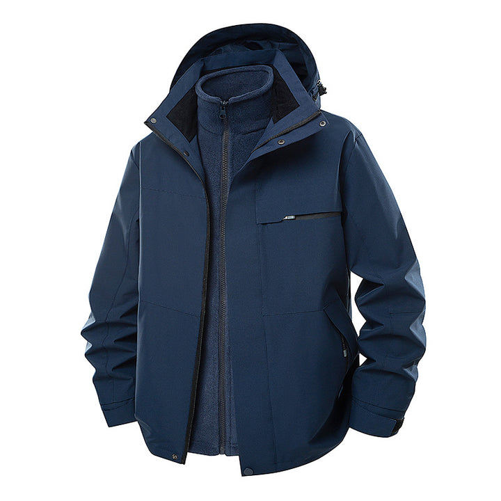 Men's two-layer functional transitional jacket with removable fleece inner jacket, hood & water-repellent shell Mune Fashion