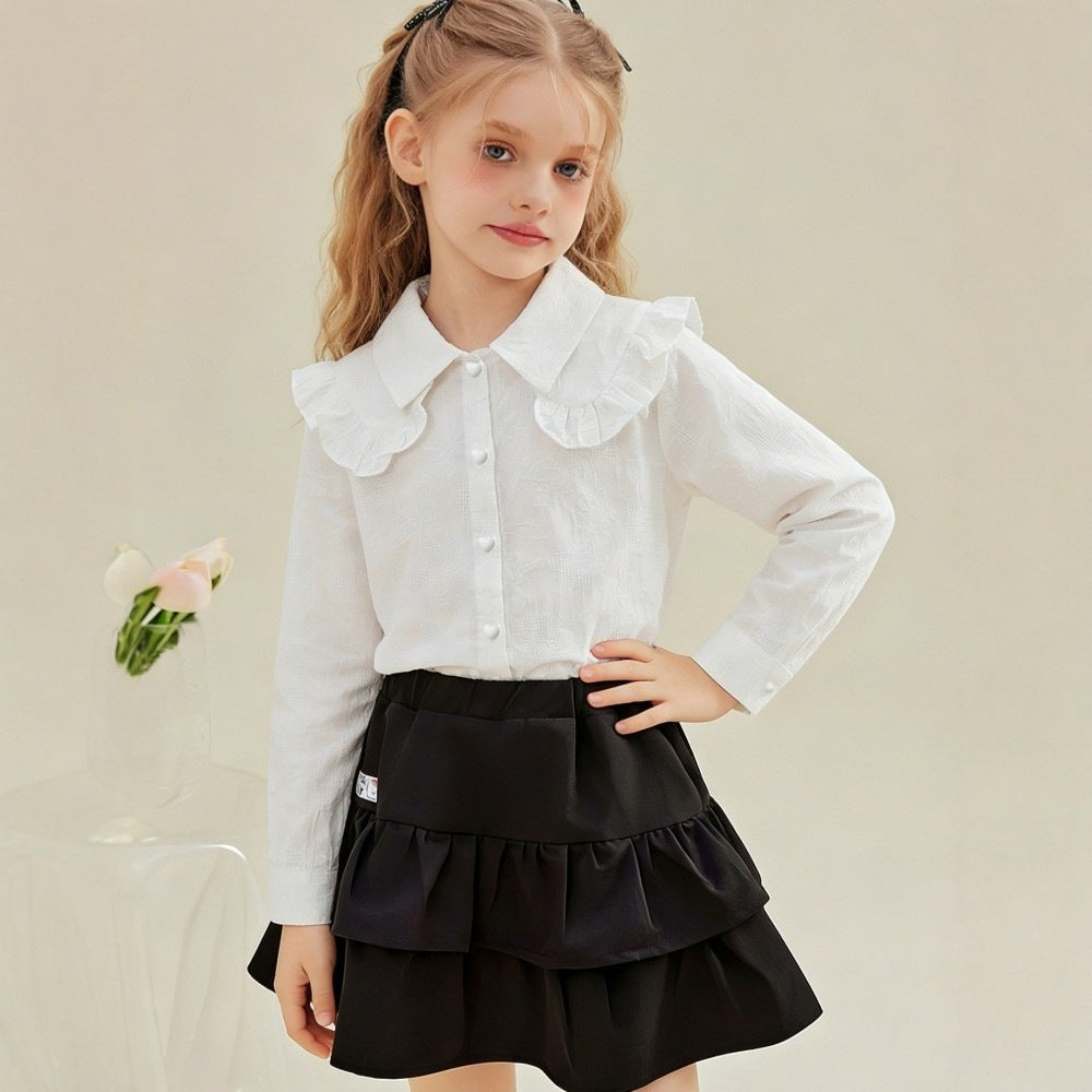 Girl's blouse with ruffled collar Mune Fashion