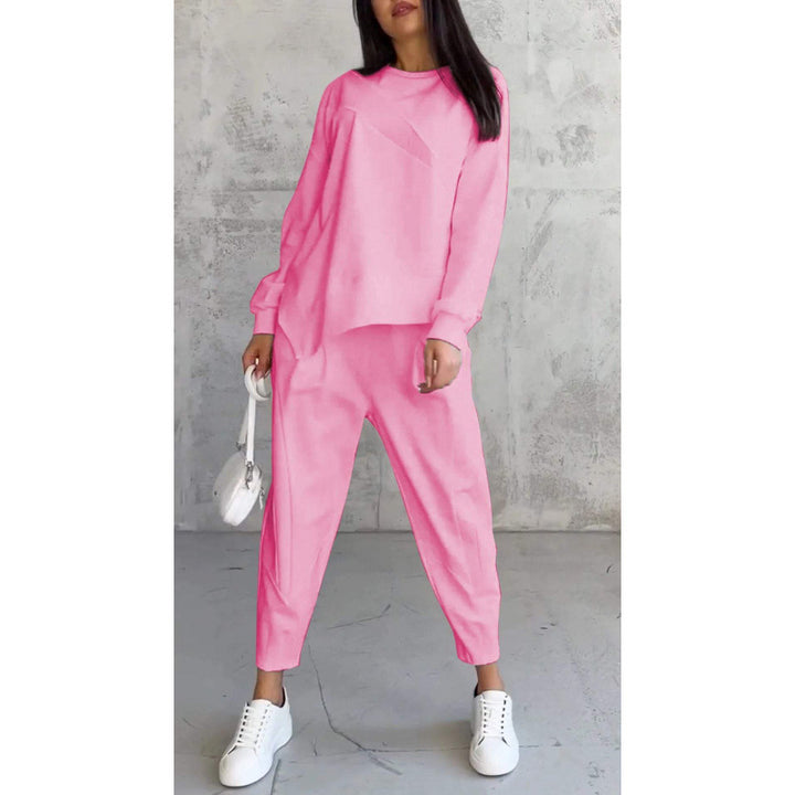 Women's Casual Two-Piece Lounge Set with Oversize Sweatshirt and Tailored Tapered Pants Mune Fashion