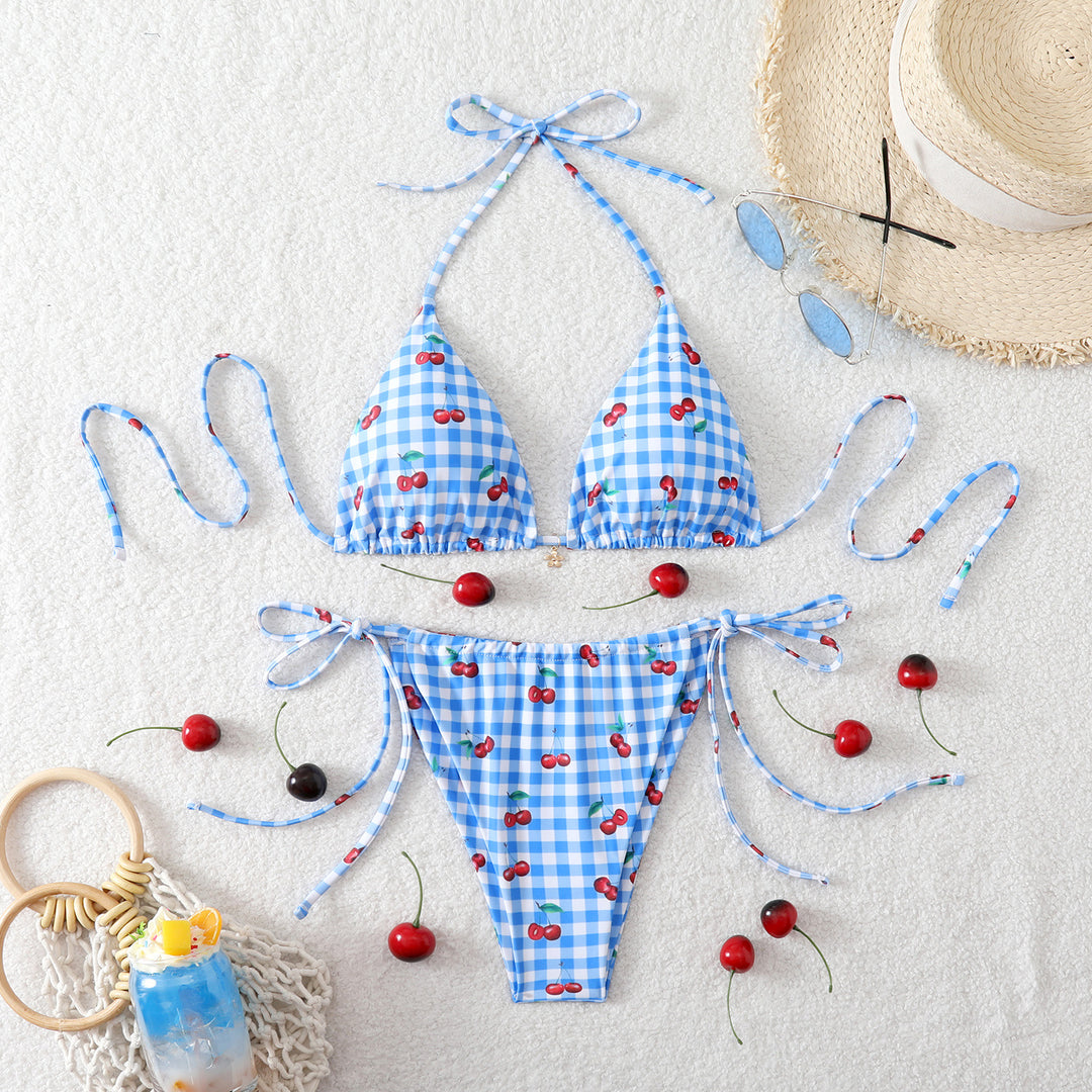 Women's triangle bikini with playful cherry pattern Mune Fashion