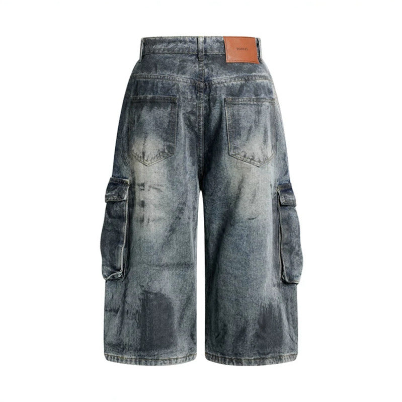 Women's High-Waist Denim Cargo Culotte with Wide Legs and Patch Pockets Mune Fashion