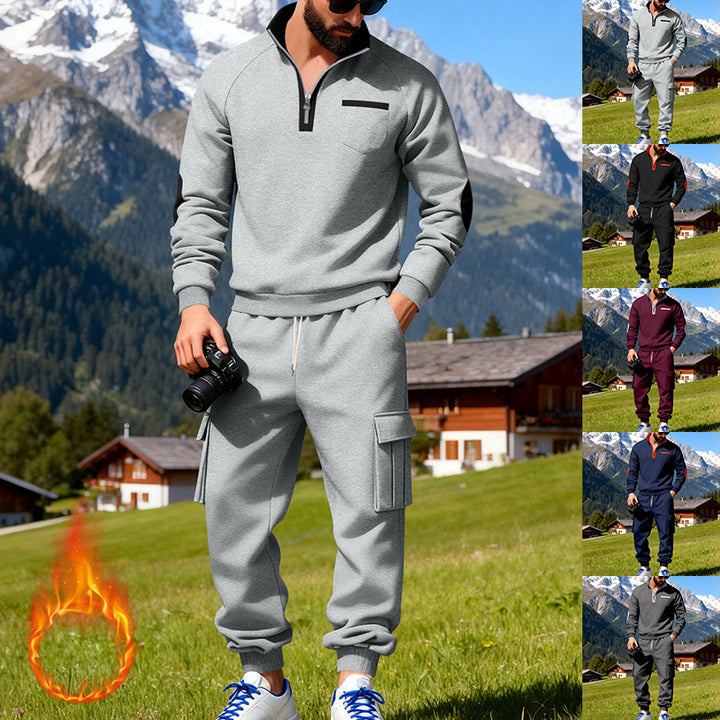 Men's Nano Sweatset with half zipper, chest pocket, and cargo joggers Mune Fashion