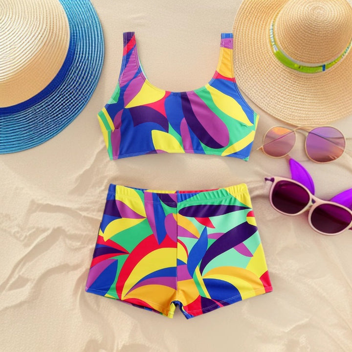 Ladies Sports Bikini Set with Colorful Graphics Mune Fashion