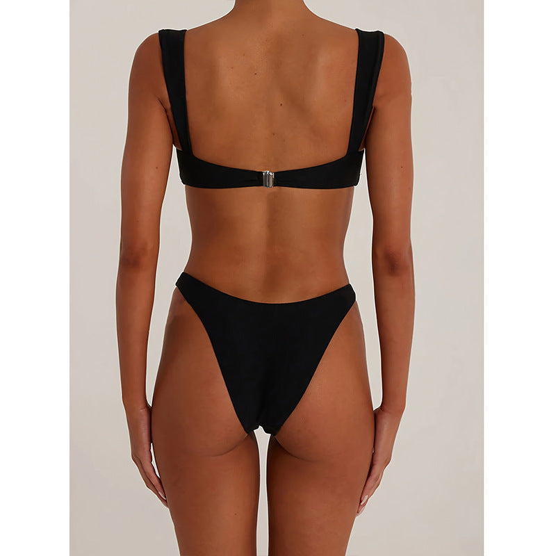 Women's Triangle Bikini with Elegant Gold Accent Mune Fashion