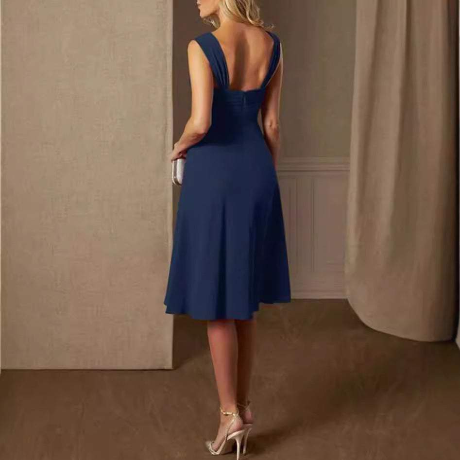 Women's Chiffon Evening Dress with Bolero and Asymmetrical Layered Skirt Mune Fashion