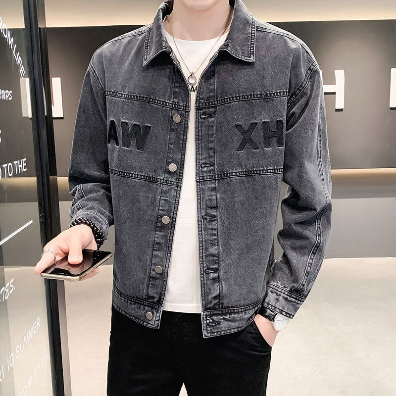 Men's Casual Denim Jacket with Fashionable Applications Mune Fashion
