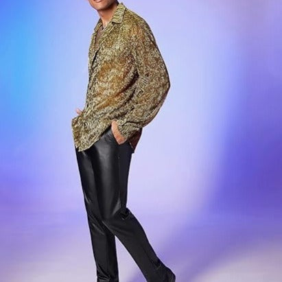 Women shimmering crinkle shirt blouse with viscose look shirt collar and cuffs Mune Fashion