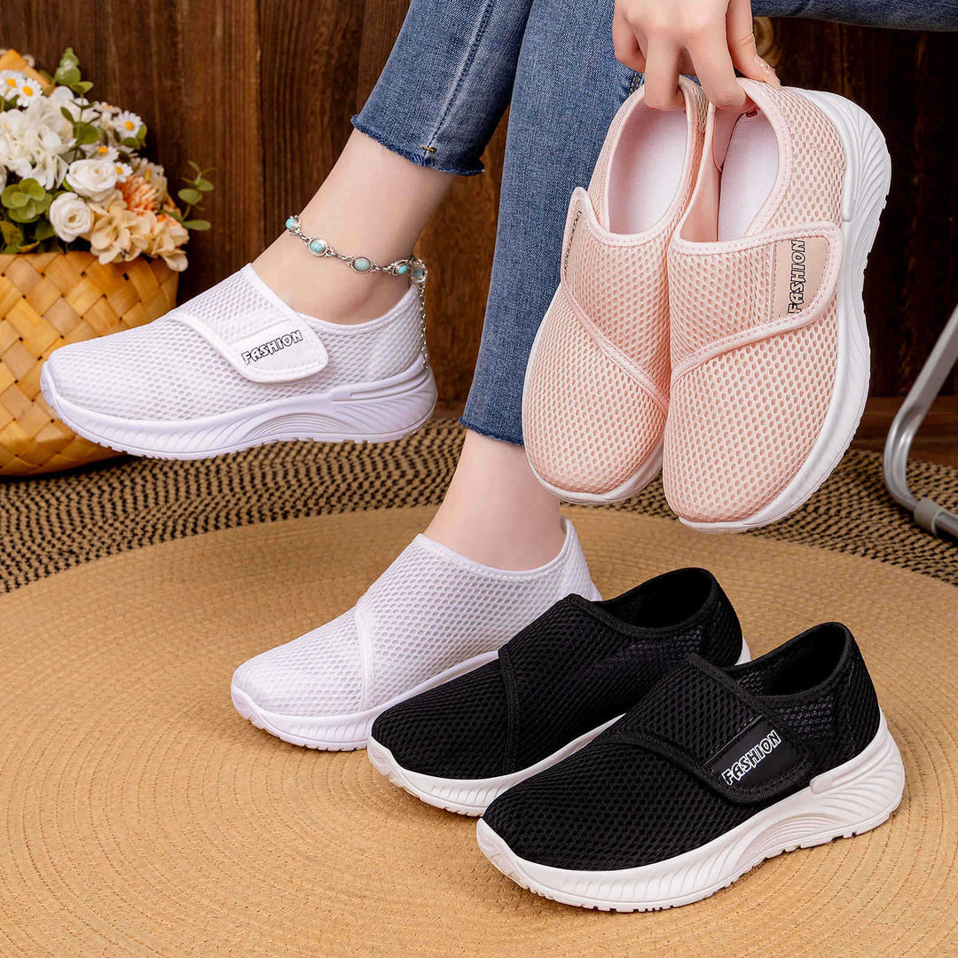 Women's Breathable Slip-On Mesh Sneakers with Velcro Closure Mune Fashion