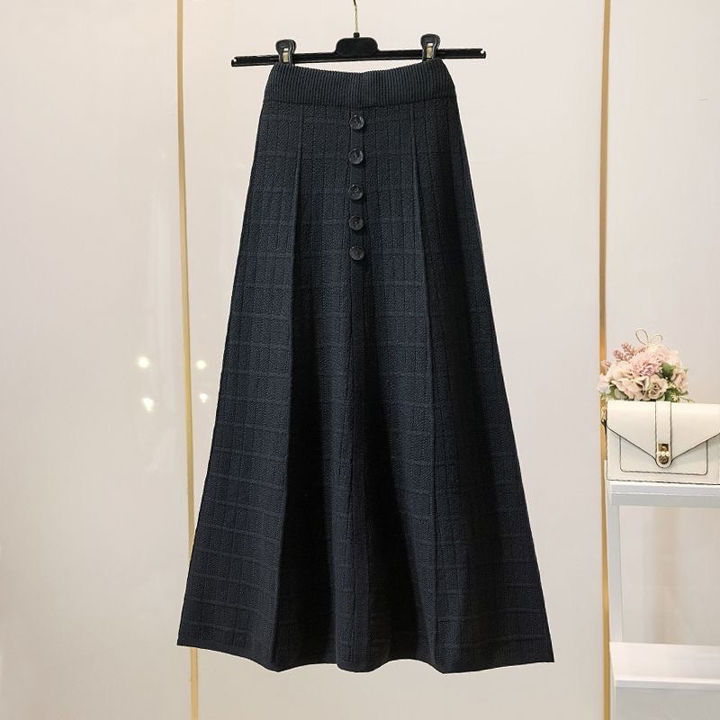 Women's Elegant Maxi Skirt with Button Details and Textured Design Mune Fashion