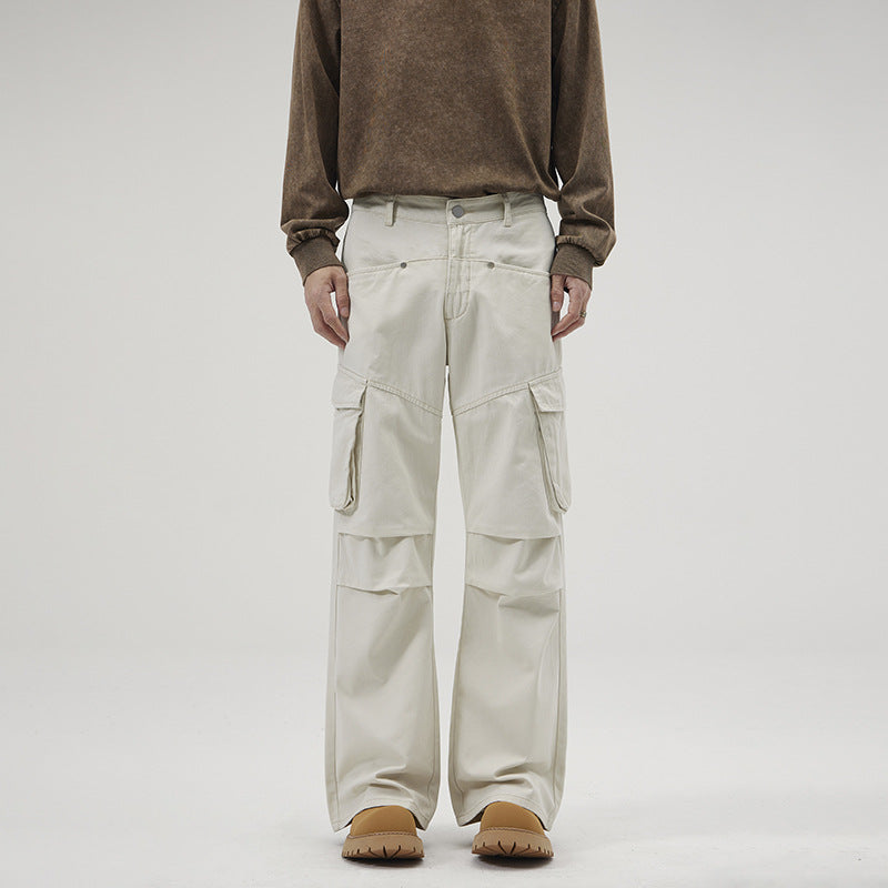 Men's Loose Utility Cargo Pants with Flap Pockets and Reinforced Knees Mune Fashion