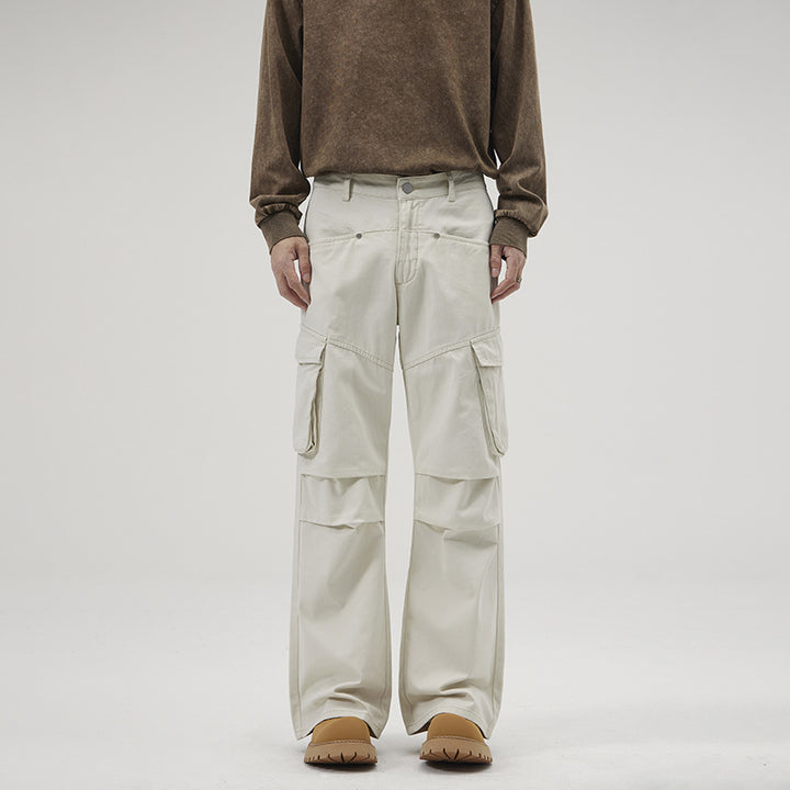 Men's Loose Utility Cargo Pants with Flap Pockets and Reinforced Knees Mune Fashion