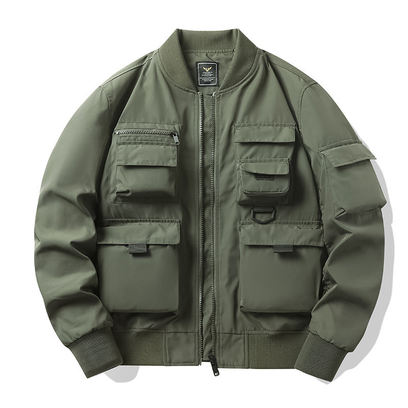 Men's Multi-Pocket Tactical Bomber with Modular Exterior Pockets and D-Ring Details Mune Fashion