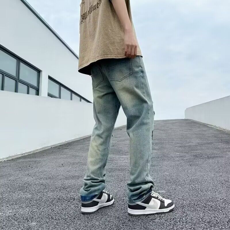 Men's Casual Distressed Jeans with Star Appliqués Mune Fashion