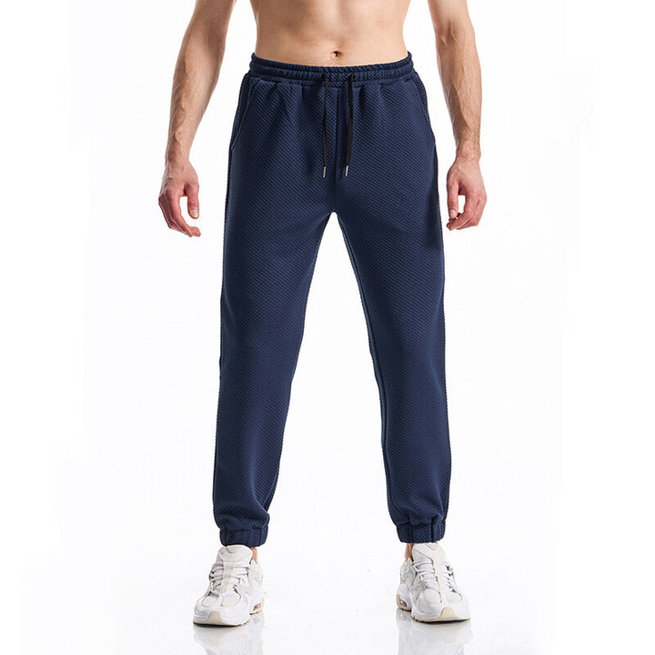 Men's Textured Jogging Pants with Elastic Waistband, Drawstring, and Cuffed Hem Mune Fashion