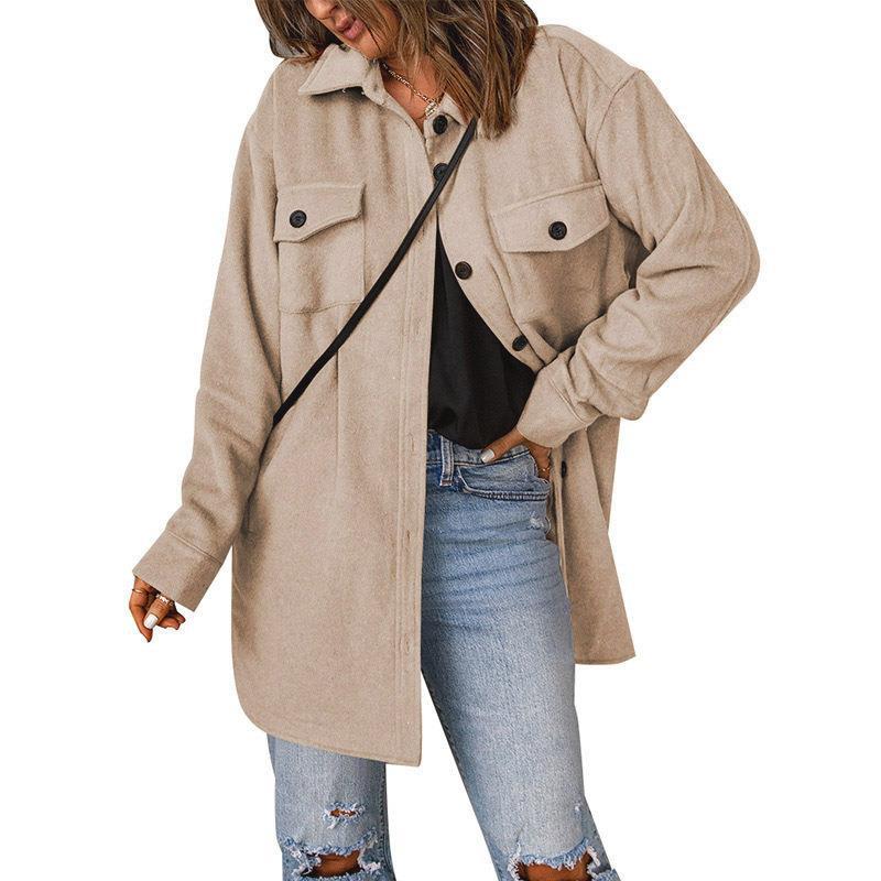 Ladies Oversize Shirt Jacket with Breast Flaps and Long Cut Mune Fashion