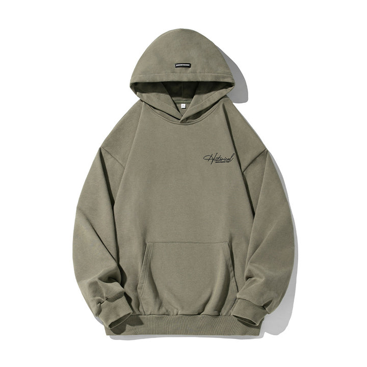 Unisex Comfort Hoodie with Extended Back, Raglan Sleeves and Script Embroidery Mune Fashion