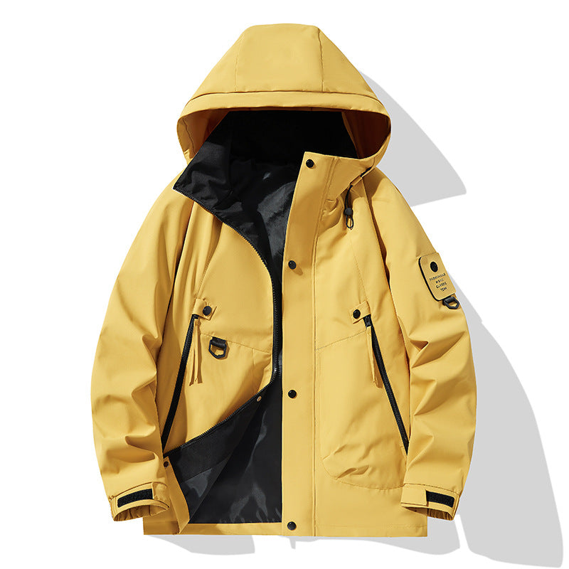 Men Water-Repellent Tech Utility Hooded Jacket with Hidden Zipper Mune Fashion