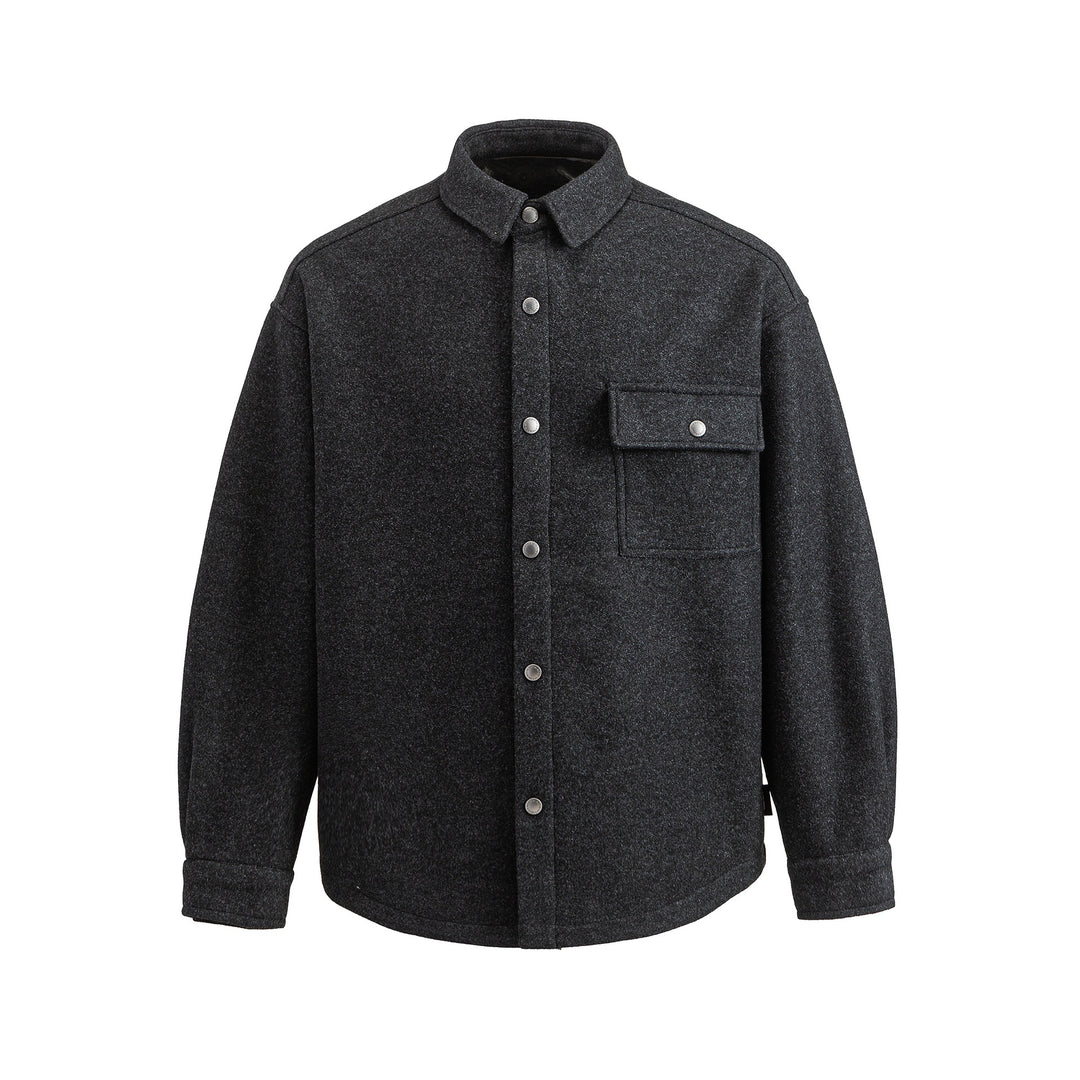 Men's Wool Blend Overshirt in Shirt Jacket Style with Snap Button Front and Flap Pocket Mune Fashion