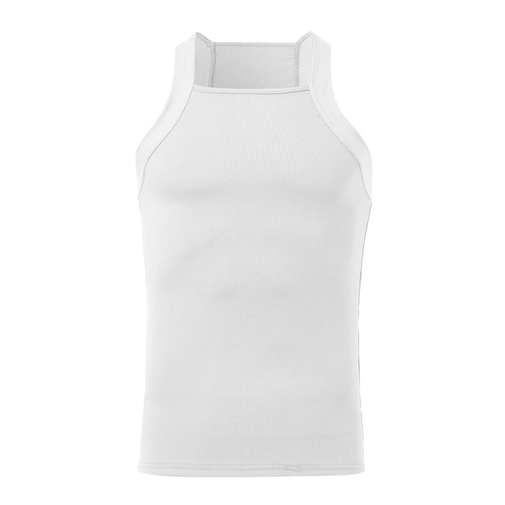 Women's form-fitting ribbed top with high round neckline and wide straps Mune Fashion